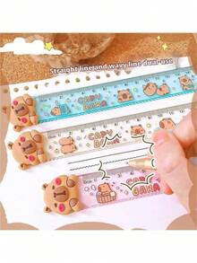 1pc/Random Plastic Cute Capybara Cartoon Ruler - Ideal For School And Office Use - Unique Gift Idea - Perfect Back To School Gift - Multicolor - View 3