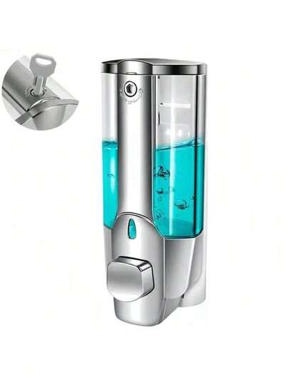 Dispensador de Jabón Líquido de Pared con Cerradura - 350ml, Plástico ABS Resistente, Ideal para Baño, Cocina, Oficina y Hospital