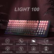 MageGee LIGHT100 Wireless Creamy Keyboard, Gasket Structure Hot Swappable, 2.4G/USB-C/BT5.0 RGB Backlit Mechanical Gaming Keyboard 8000mAh Battery, Side Printed PBT Keycap - 查看 6