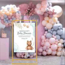 Vincidern 1Pcs Wedding Welcome Sign Stand, Adjustable Heavy Duty Easel Stand For Sign, Welcome To Our Wedding Sign Holder, Metal Floor Standing Easels For Signs, Posters - Vàng - Xem 4