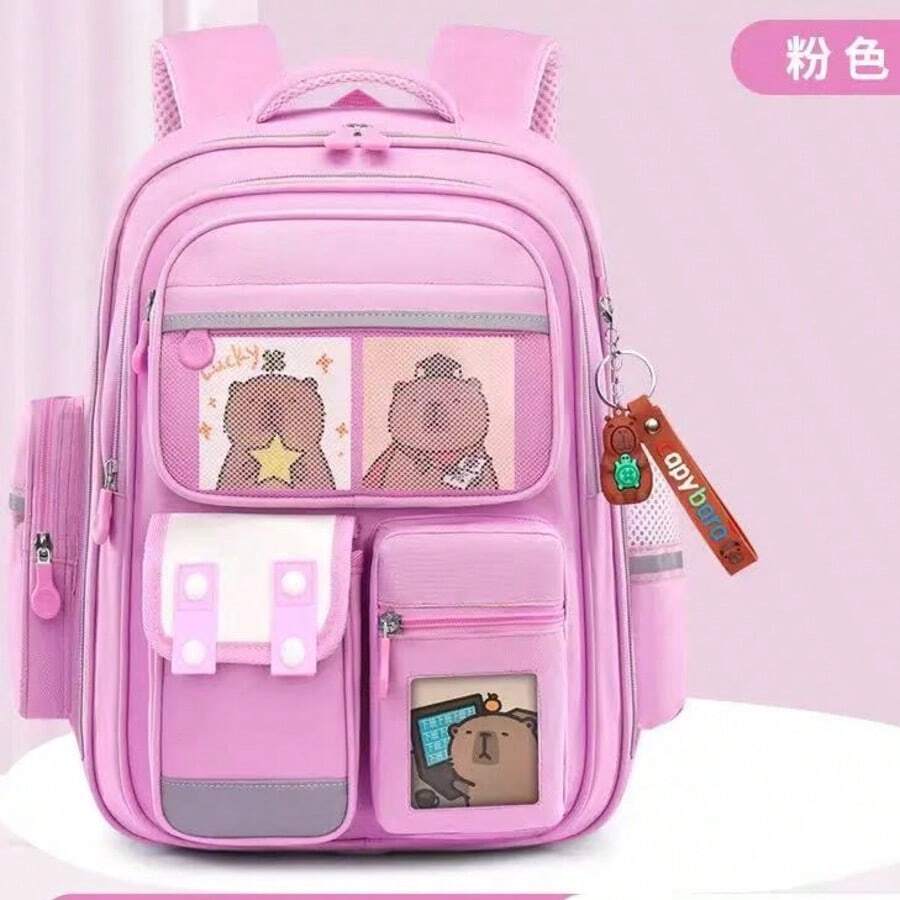 Mochila escolar CAPIBARA para niños de primaria,ligera y de gran capacidad.y protege la columna vertebral y reduce la carga
