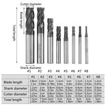 8pcs Juego Corte De Carburo Para Fresadora Acero 2-12mm 4hampa para Madera Aluminio Acero - 8 piezas - Ver 3