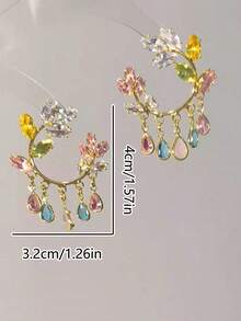 2只锆石蝴蝶流苏耳环，捕梦网蝴蝶耳环，清新甜美的绿色耳环，适合女性日常佩戴、度假、派对、珠宝礼品。 - 彩色 - 查看 8