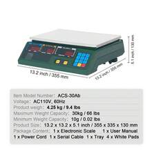 Electronic Price Computing Scale, 66 LB Digital  Weight Scales, LED Digital Commercial Food Fruit Meat Produce Counting Weight, For Retail Outlet Store, Kitchen, Restaurant Market, Farmer - 綠色 - 查看 7