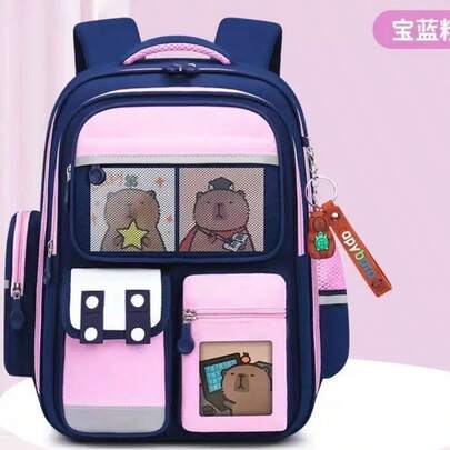 Mochila escolar CAPIBARA para niños de primaria,ligera y de gran capacidad.y protege la columna vertebral y reduce la carga