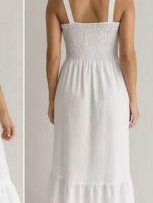 Women's Long Dress With Elastic And Adjustable Straps, Casual Style. - White - View 2