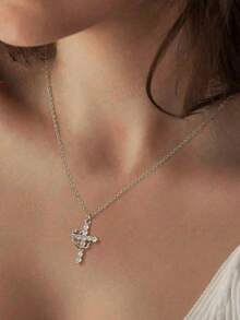 母亲节礼物推荐：升级版皇冠十字架项链、14K镀金皇冠十字架吊坠项链、简约钻石金项链、信仰十字架首饰、初领圣餐项链 - 彩色 - 查看 8