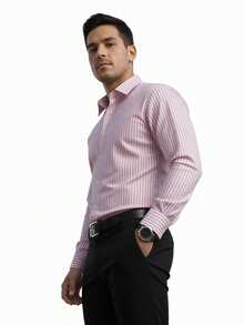 Rand paul Striped Long-Sleeved Dress Shirt With Refined Finish. - 粉色 - 查看 3