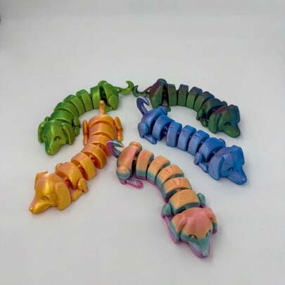 1pc 3D Printed Cute Dachshund, Rainbow Series Full Body Movable Joints, Holiday Decor, Beautiful Holiday Gift, Christmas, Thanksgiving, Outdoor Decor, Desktop Ornament, Car Interior Decor, 3D Art, Perfect Gift, Birthday Present