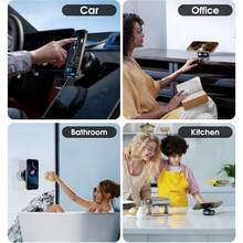 360°自由旋转磁吸车载手机支架，可调节真空磁吸手机支架，旋转真空吸盘无需胶水，适用于汽车/健身房/镜子/光滑表面，解放双手，兼容所有智能手机 - A - 查看 12