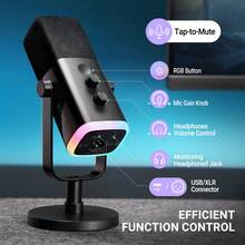 USB/XLR Dynamic Microphone Suitable For Podcasting, PC/Computer Gaming Live Streaming, With RGB Lighting, Mute Button, Headphone Jack, Desktop Stand, Professional Singing Microphone - FIFINE AM8 (Global Version) - View 5