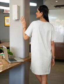 White Long-Sleeved Dress With Sunflower Print - You Are Light - trắng - Xem 3