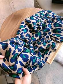 1pc Leopard Print Lightweight Scarf, Fashion Versatile Chiffon Scarf, Long Shawl For Women, Spring/Autumn - Blue - View 2