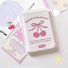 1pc Cherry Bow Leather Magnetic Wireless Charging Magsafe Card Holder Phone Case Compatible With IPhone 17 Pro/16 Pro Max, 15/14/13/12/11 - Multicolor - View 2