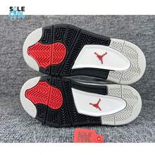 Nike Air Jordan 4 Retro OG White Cement PS PRESCHOOL Shoes IB4388-100 - 黑與白 - 查看 6