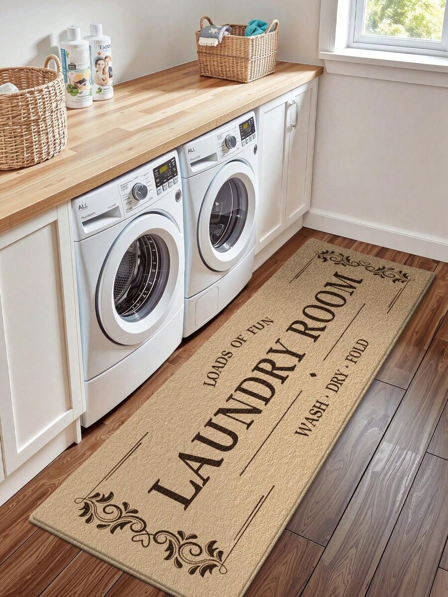 DAJIANG 1PC-Modern Laundry Room Floor Mat, Soft Channel Mat, Entryway Rug, Kitchen Floor Mat, Machine Washable, Dustproof Letter Carpet, Home Decoration Festival Room Decor. - Flannel Floor Mats, Living Room Rugs, Bedroom Rugs, Washable Rugs, Shag Rugs, Cozy Rugs, Soft On Feet, Home Decor Rugs, Adds Warmth, Stylish Rugs, Valentine's Day Decor, Valentines Decor - Welcome Mats, Entrance Mats, Outdoor Doormats, Absorbent Mats, Keeps Dirt Out, Front Door Mat, Cute Doormats, Easy Clean Mats, Kitchen Mats For Floor, Kitchen Rugs, Kitchen Deccor - 彩色 - 查看 1