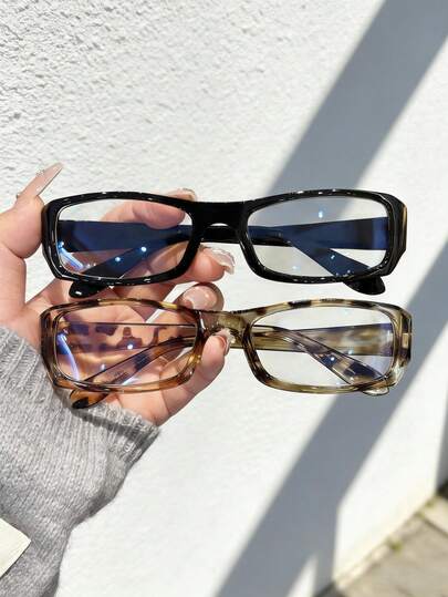 2 Pieces Of Women's Black Leopard Print Small Square Glasses,Made Of PC Material,Y2K Style, Mobile Phone Accessories,Glasses Women,Fake Glasses,Clear Glasses,Glasses Women,Christmas Accessories,Halloween Edit,Suitable For Daily Office Commuting,Back-To-School Season,Gaming,Looks Of Party,Campus Study.