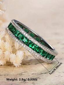 1 buah Cincin Wanita Elegan Berbentuk Persegi dengan Batu Zirkonia Kubik, Cocok Sebagai Hadiah Perhiasan untuk Pernikahan dan Pertunangan - Perak - View 7