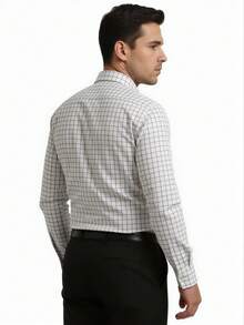Rand paul Long-Sleeved Plaid Dress Shirt, Casual, Good Quality, Slim Fit With Elastane. - Màu xanh lam - Xem 3