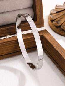 2pcs Stainless Steel Roman Numeral Bracelet Jewelry Set, Suitable For Daily Wear Or Gift - Multicolor - View 5