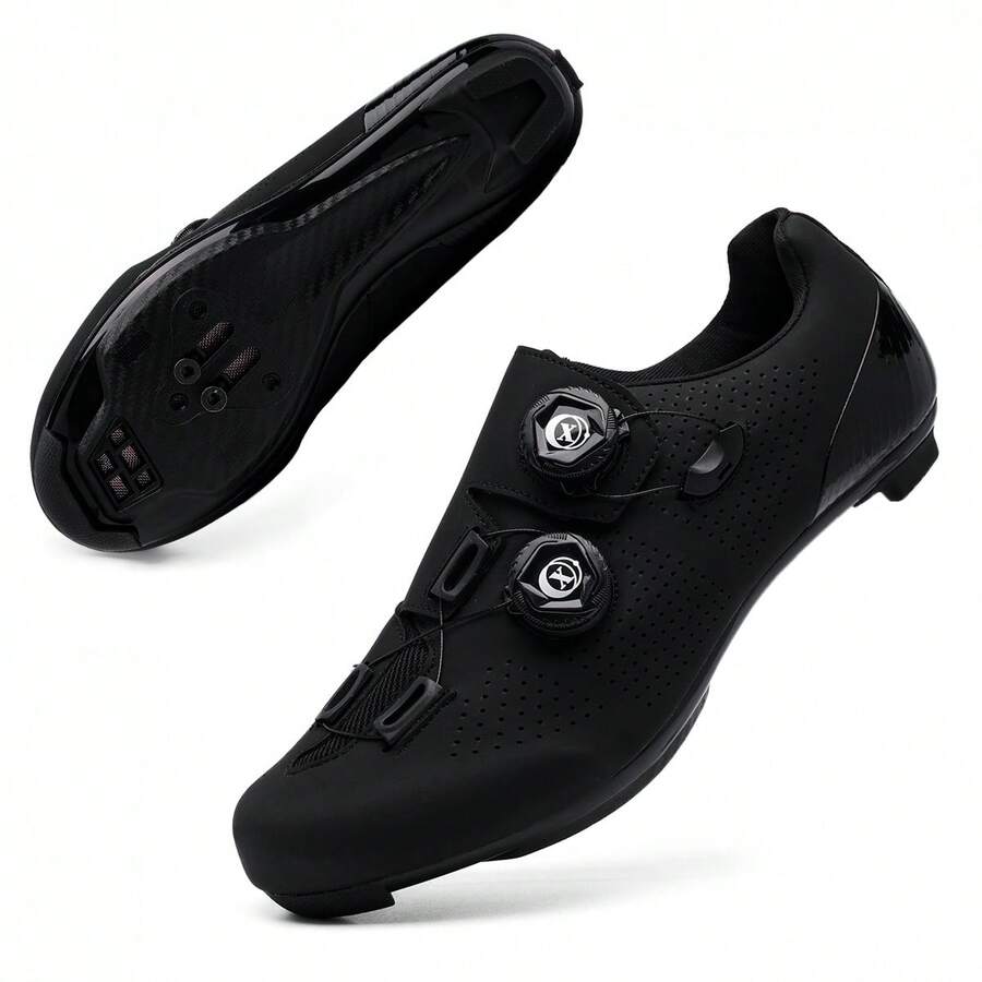 Professional Road Cycling Shoes For Men, Flat Sole Sports Sneakers For Road Bicycle Racing - Black - View 1