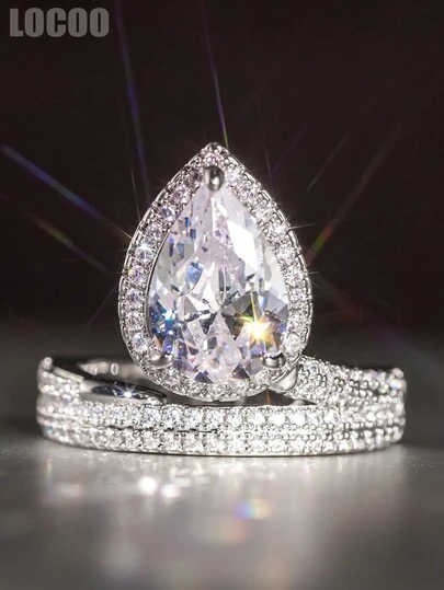 1 chiếc nhẫn đá Cubic Zirconia xinh xắn dành cho nữ, thích hợp làm quà tặng đám cưới, lễ đính hôn, kỷ niệm, tiệc tùng hoặc ngày Valentine.