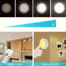 LiHangStar 3/6/9pcs LED Cabinet Lights With Touch Control And Remote, Battery Powered (Batteries Not Included) Night Light, 13 Colors RGB - Suitable For Wardrobe, Bedroom Wall, Under Cabinet, Cabinet Lighting, Stairs, Drawers - Touch Night Light - View 3