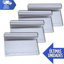 Jogo 4 Peças – Espátula e  Raspador Cortadora Inox Cozinha Pão Chocolate Bolo Massas Alisador Régua Multifuncional - KIT 03 UNIDADES - Visão 7