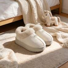 Botas de nieve para mujer para otoño/invierno, con un diseño en color liso y detalles en forma de letras. Cálidas y minimalistas, con una suela gruesa y antideslizante. Disponibles en blanco, negro y marrón, aptas tanto para hombre como para mujer. - Blanco - Ver 7