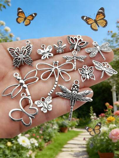 20/40/80/100/150/200 件/包混合蝴蝶、蜻蜓、蜜蜂昆虫饰品，用于 DIY 珠宝制作 - 项链和手链的配件和装饰品
