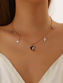 Hihho 1pc Luxury Ocean Element Necklace Set, Lightweight Elegant Ocean Themed Necklace Set Is Both A Youthful Daily Accessory And An Ideal Gift To Spread Good Vibes - Gold - View 5