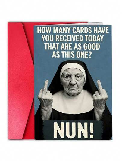 1Pc Funny Rude Birthday Card – Hilarious Nun Joke Card For Men Or Women – Offensive Adult Humor Greeting For Friends, Him Or Her