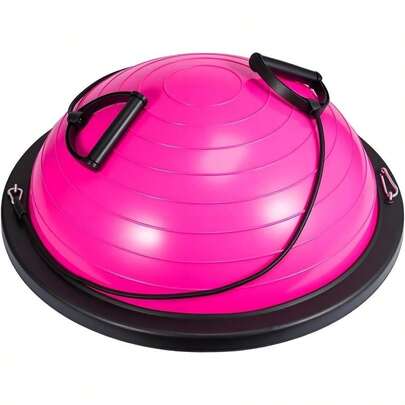 Half Balance Ball Board Inflatable Air Dome With Resistance Bands And Pump, Women Exercise Equipment Balance Trainer For Home Gym Workout Fitness Anti-Slip Yoga Ball For Pilates