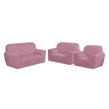 Capa protetora para sofa 3x2x1 lugares lisa coladinha malha gel poliester envio rapido - Rosa Bebê - Visão 2