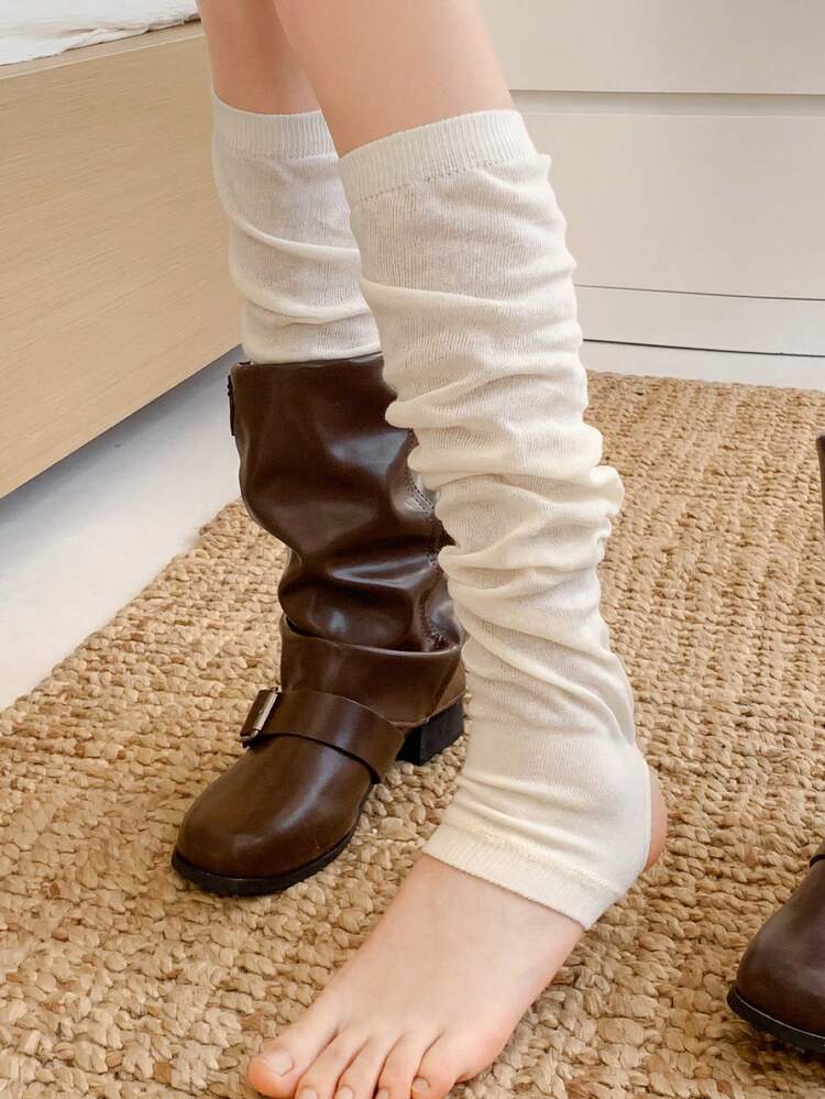 1 par de calentadores de piernas para mujer, calentadores de pantorrilla con volantes de estilo ballet de varios colores, calentadores de piernas largos de unicolor, transpirables y cómodos, versátiles para primavera/verano - Multicolor - Añade 1