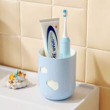 1 pieza Taza de enjuague de doble color con forma de nube, soporte para cepillo de dientes para el hogar, taza de baño linda para dormitorio/estudiante - Vaso de enjuague bucal con forma de nube - Ver 9