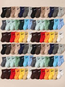 10/20 pares de calcetines de media caña de verano para bebé/niño de colores de caramelo aleatorios, de algodón transpirable, antideslizantes y duraderos, calcetines deportivos unisex para niños pequeños, de colores variados, estilo versátil Ins para niños - Multicolor - Ver 10