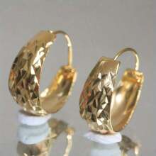 Shiny Cut-Out Round Gold Earrings - Gold - View 1