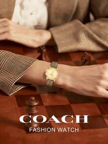 Coach Womens Watch Analog Quartz Waterproof Ladies Watches for Women Easy Read Women's Wrist Watches with Leather Strap - 棕色 - 查看 2