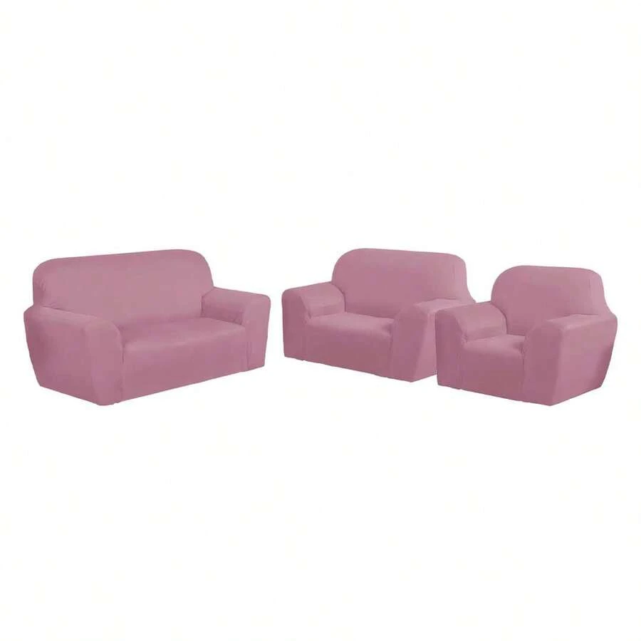 Capa protetora para sofa 3x2x1 lugares lisa coladinha malha gel poliester envio rapido - Rosa Bebê - Visão 1