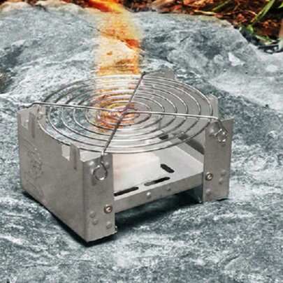 超轻可折叠口袋炉，户外迷你木柴/树枝燃烧炉，可折叠设计，适合户外露营和野外生存，便携式紧凑型柴火炉和露营炉 - 用于户外烹饪和应急餐食、徒步旅行和野外生存之旅，户外装备，露营柴火炉，树木燃烧炉，迷你口袋炉