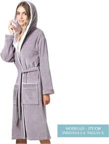 Peignoir en coton pour femmes Twinzen - Velours de coton - Peignoir en velours pour femmes - Peignoir ultra doux pour femmes OekoTex - Fuchsia - Voir 9