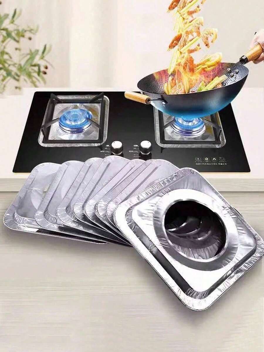 10/20/30片装铝箔防溅垫，防油炉灶垫，厨房防污垫，燃气灶罩