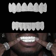 Set Of 2 Gift Box Hip Hop Teeth Grills, Including Top And Bottom Dental Mouth Braces For Both Men And Women. Fashionable Light-Up Tooth Grills, Body Jewelry Suitable For All Genders - Nhiều màu - Xem 6