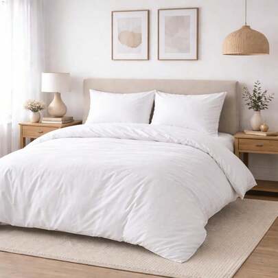 Luxury 200 Thread Count 100% Egyptian Cotton Duvet Cover Set With Housewife Pillowcases – Soft Hotel Style Bedding For Single, Double, King & Super King Beds