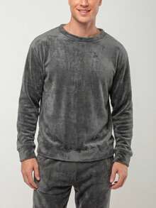 Men's Ultrasoft Long Fleece Pajamas For Cold Winter - Grey - View 2