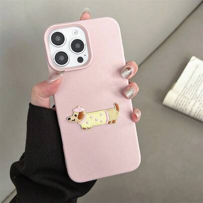 Pink Phone Case, Cute Puppy Decor Protective Cover, Suitable For IPhone 17/17 Air/17 Pro/17 Pro Max/16/7/8/11/12/13/14/15/X/XR/Xs/Plus/Pro/Pro Max/SE2