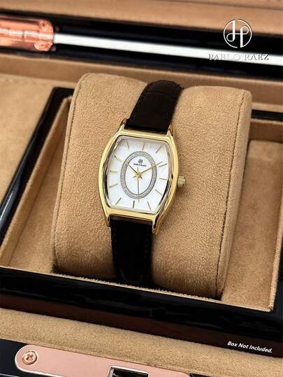  Pablo Raez 1pc 18K Gold Ladies Watch Top Brand New AAA Quality Barrel-Shaped Tonneau Stainless Steel Luxury Women Wristwatch 50m Water Resistant Real Bar Scales Display Lady Casual Fashion Quartz Watch Black Leather Bracelets Chain Clear White Dial Female High Level Wristwatch For Daily Use Teacher Gift For Mother Or Girl Friends Popular Style For Party Decorations Graduation Wedding Presents