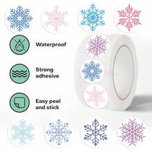 Cute Cartoon Snowflake Roll Stickers (500 Pcs/Roll) - PVC Decals For Handmade Projects, Device Embellishment, Backpacks & Gift Wrapping - 500PCS/Roll - View 3