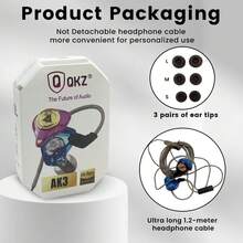 Wired Gaming Earbuds, Ak3 File In Ear Monitors, Deep Bass Sound Wired Earbuds, HiFi In Ear Headphones With 1DD 10mm Dynamic Driver, IEM For Music Gaming Video Calling - 紫色 - 查看 4